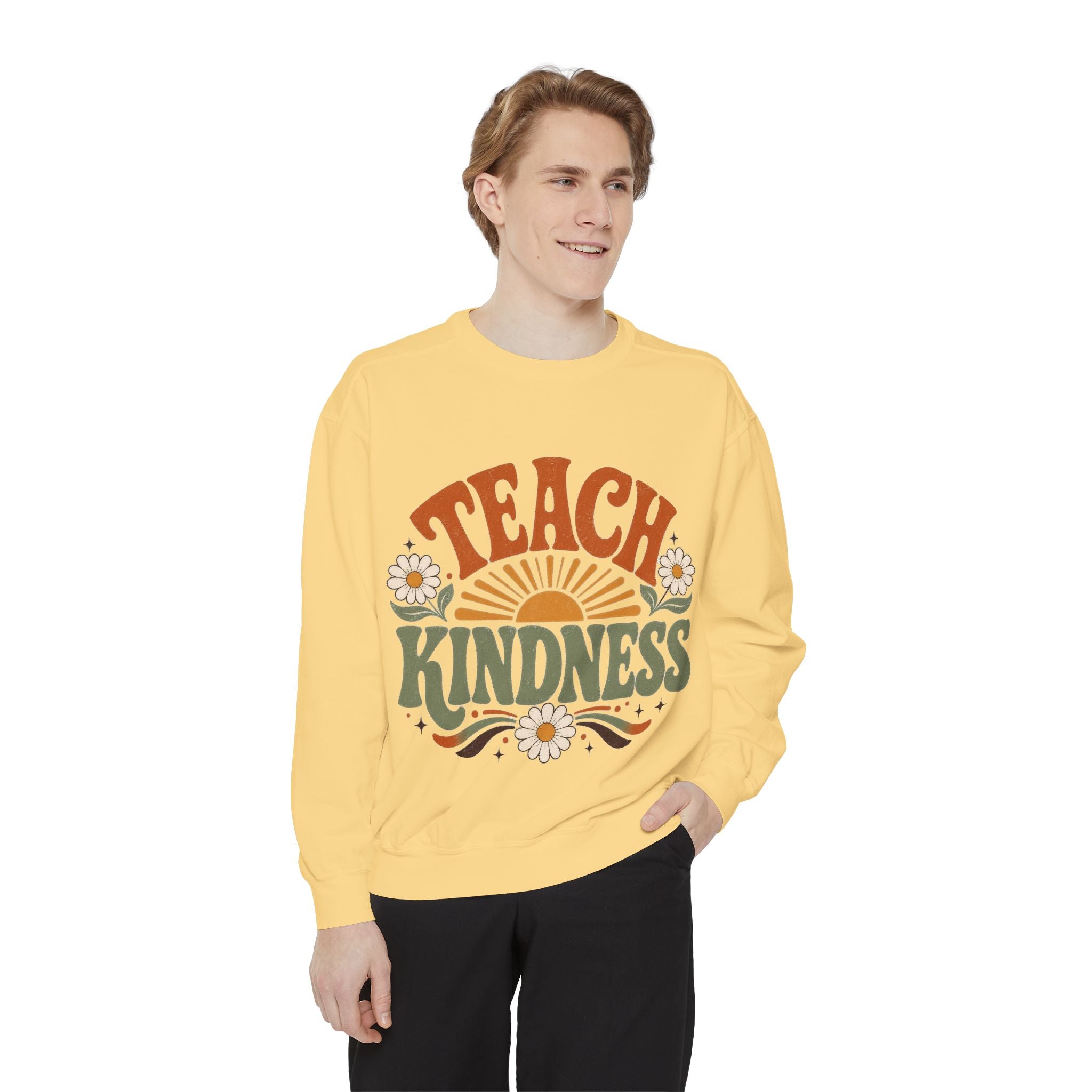 Teach Kindness Retro Teacher Sweatshirt | Comfort Colors