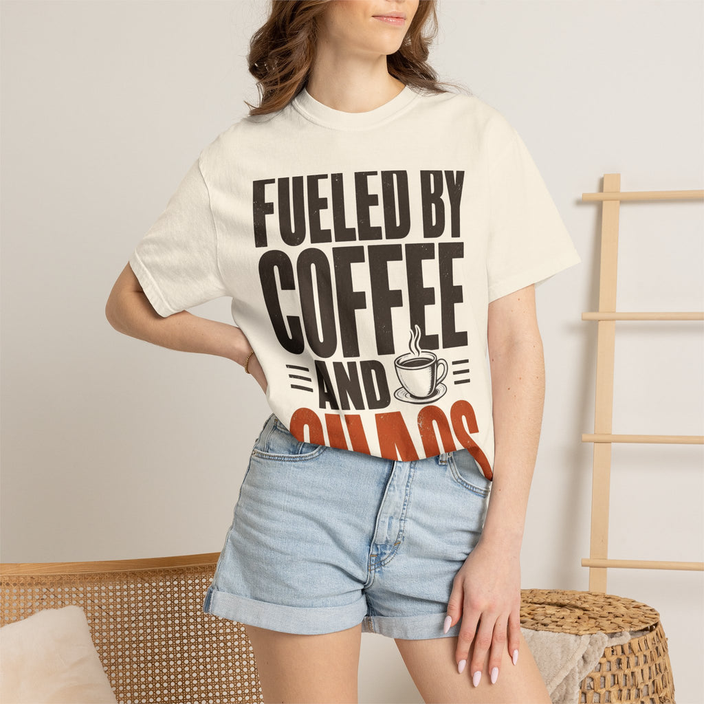 Fueled By Coffee And Chaos Funny Teacher Shirt | Comfort Colors Tee