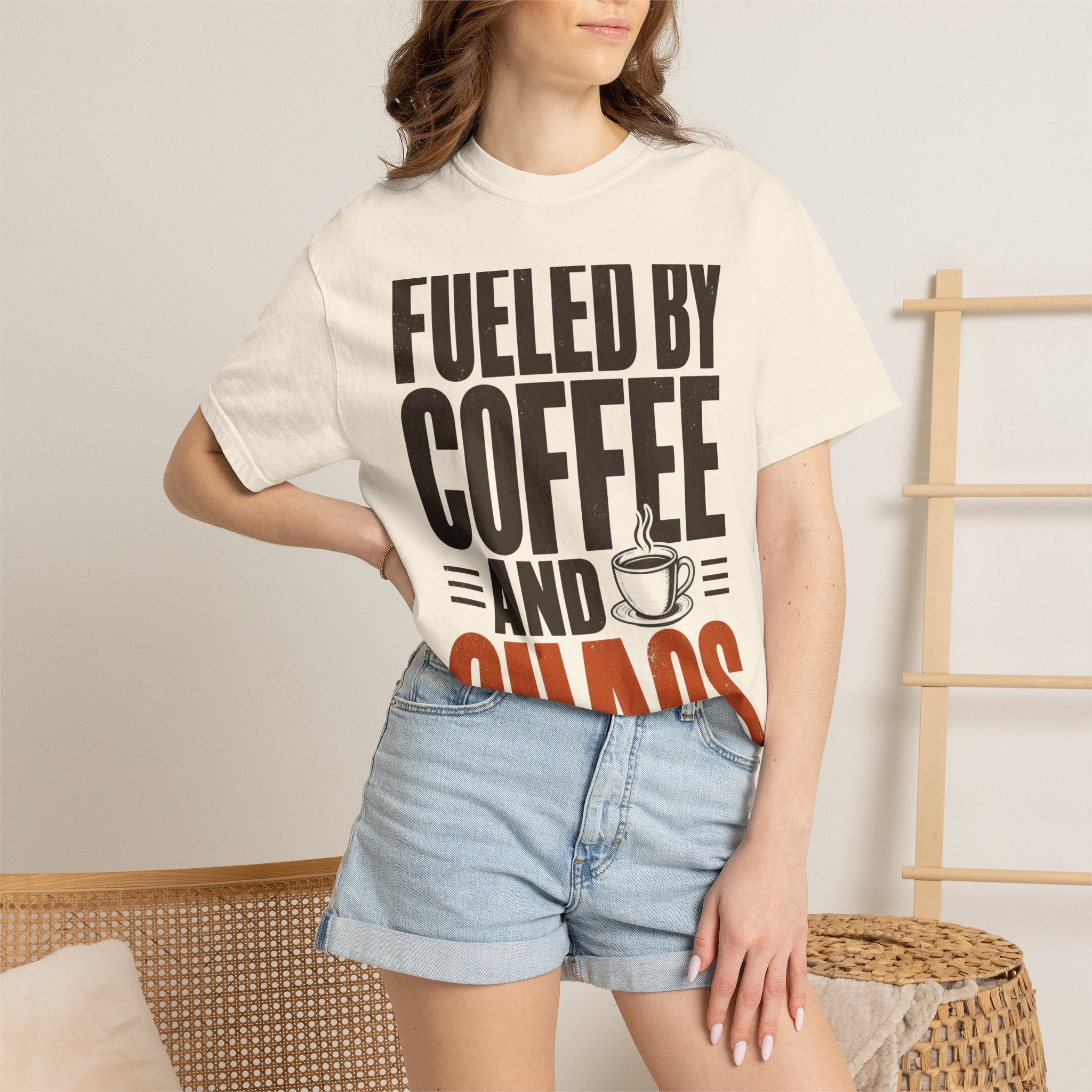 Fueled By Coffee And Chaos Funny Teacher Shirt | Comfort Colors Tee