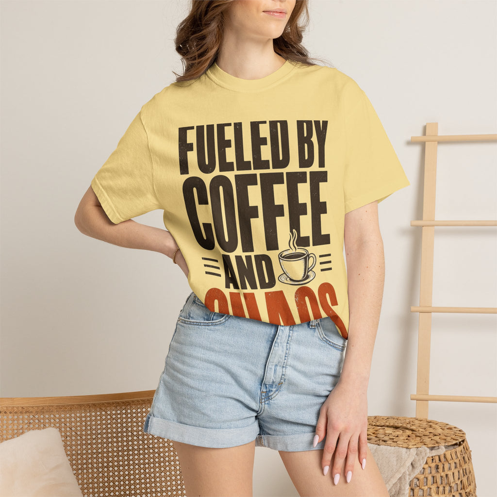 Fueled By Coffee And Chaos Funny Teacher Shirt | Comfort Colors Tee