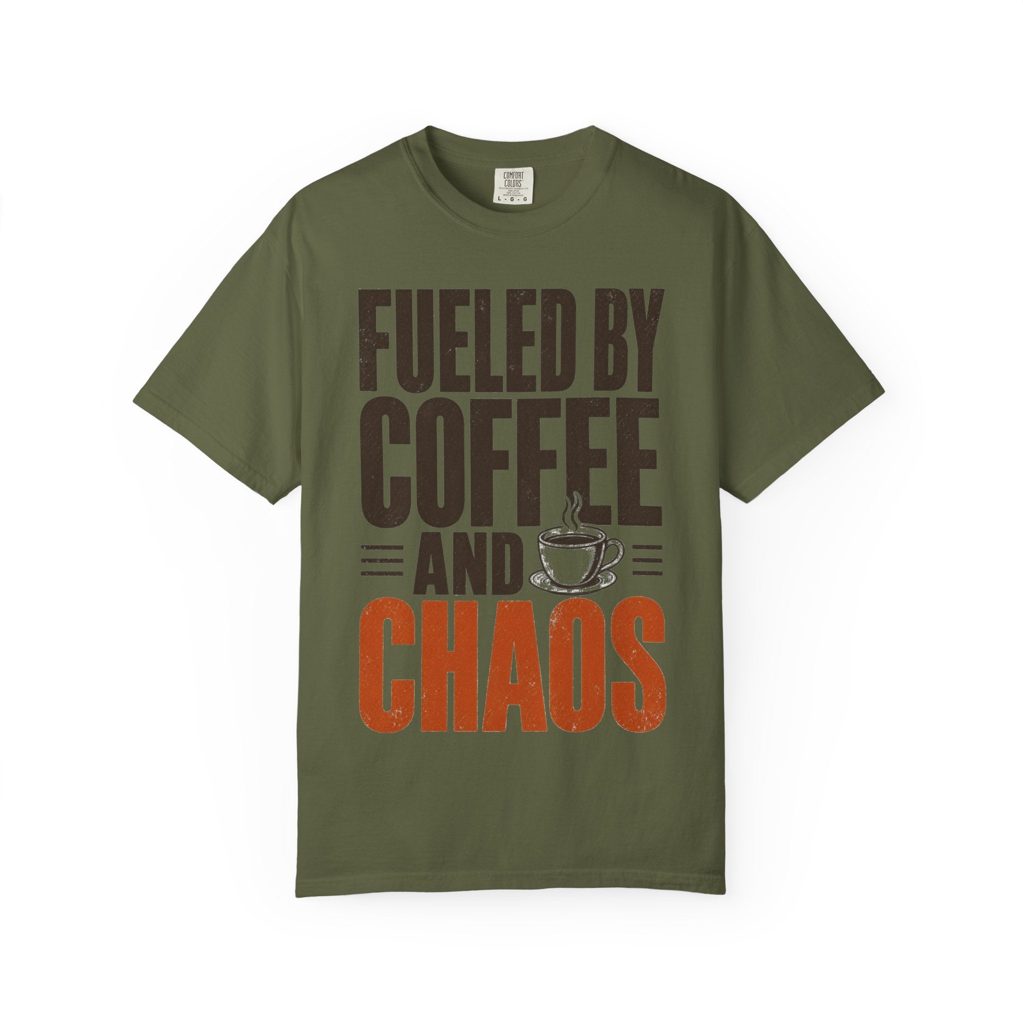 Fueled By Coffee And Chaos Funny Teacher Shirt | Comfort Colors Tee